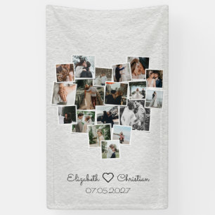 Heart Shaped Foto Collage Romantic Wedding Banner