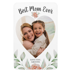 Heart Shaped Foto Script Best Mama Ever Magnet