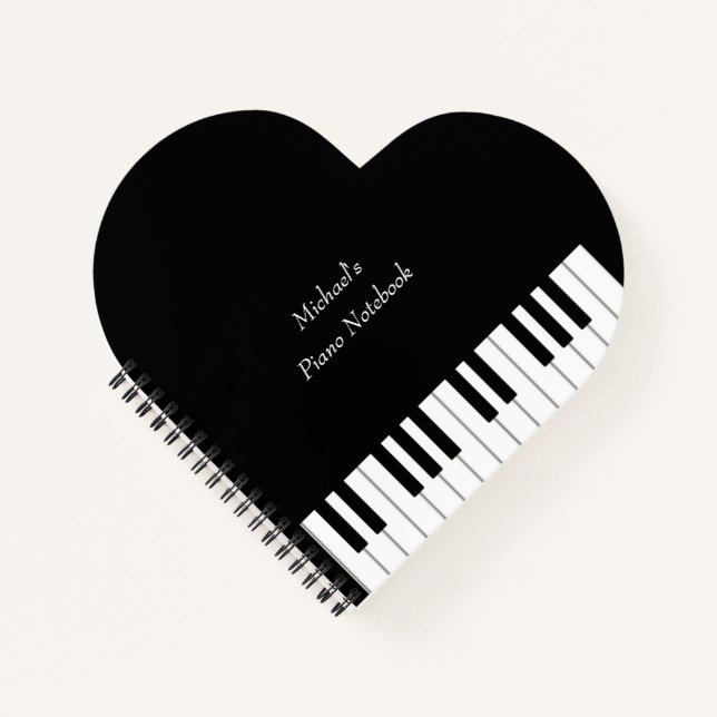 Heart Shaped Grand Piano Personalisiert Musician Notizbuch (Vorderseite)
