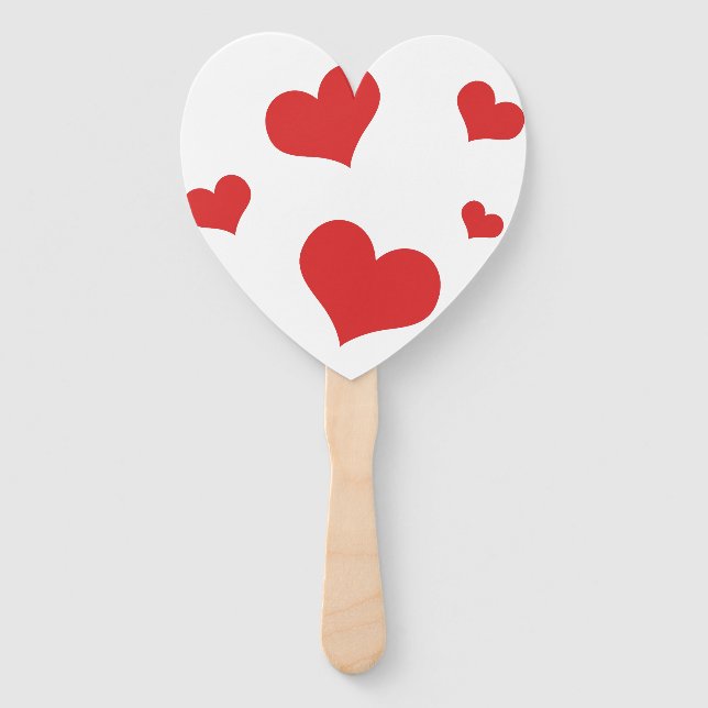 Heart Shaped Hand Fan mit roten Herzen Fächer (Vorderseite)