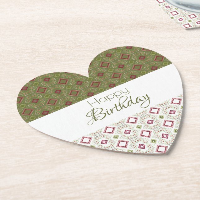 Heart Shaped Happy Birthday Paper Untersetzer (angewinkelt)