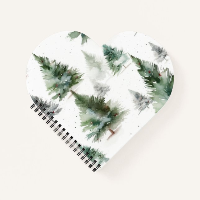 Heart Shaped Holiday Notebook - Fir Tree Edition Notizbuch (Vorderseite)