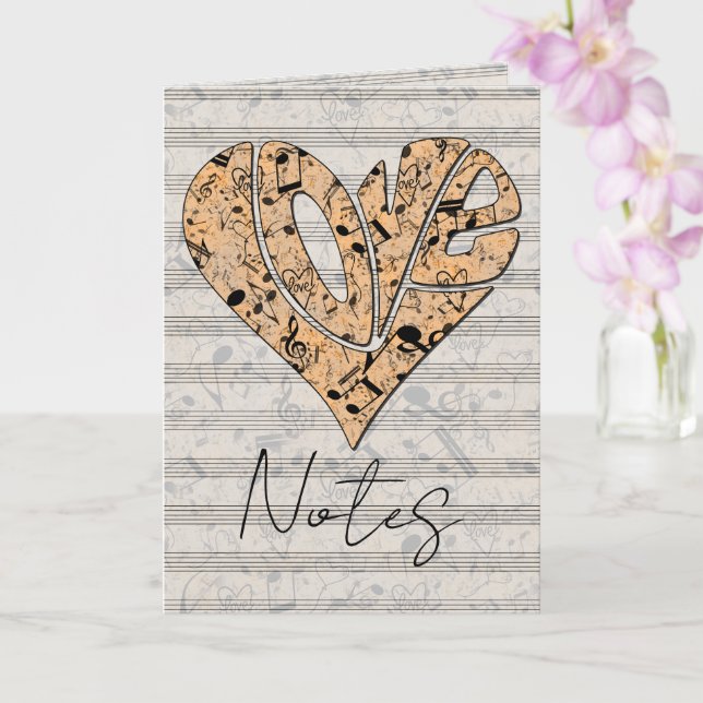 Heart-Shaped Love Typography with Musical Notes Karte (Orchidee)