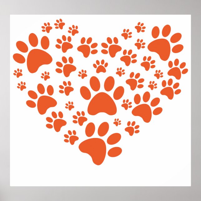 Heart Shaped Paw Prints Poster (Vorne)
