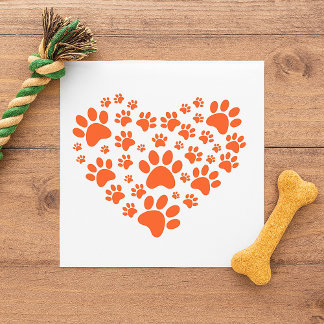 Heart Shaped Paw Prints Serviette