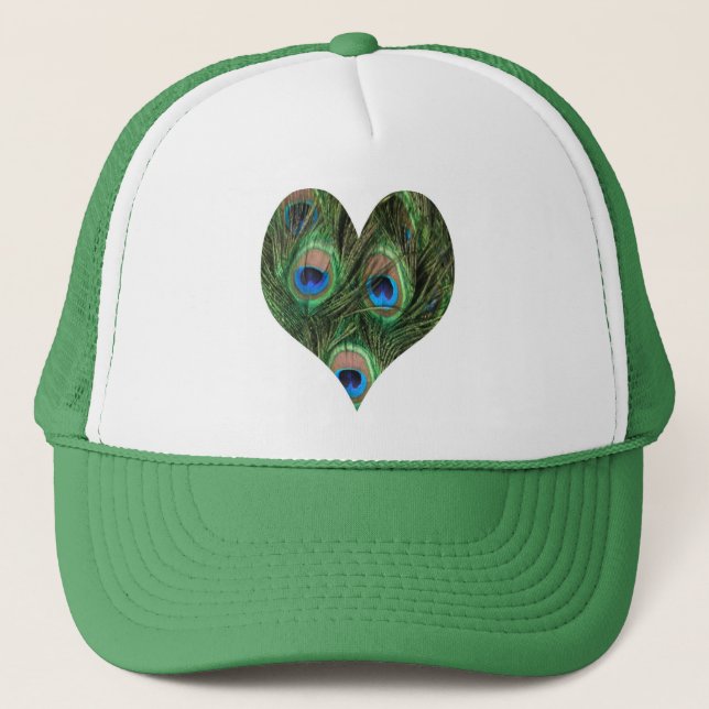 Heart Shaped Peacock Feather Hat Truckerkappe (Vorderseite)