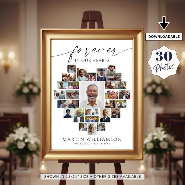 Heart Shaped Photo Collage Forever in Our Hearts Poster (Von Creator hochgeladen)