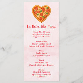Heart Shaped Pizza Menu Card | Red Checkered Menükarte