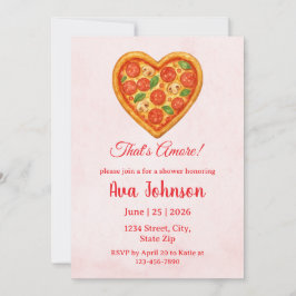 Heart Shaped Pizza Party Shower Invitation Einladung