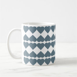 Heart Shaped Plaid Blue Gray Kaffeetasse