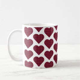 Heart Shaped Plaid Dark Red Burgundy Kaffeetasse