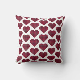 Heart Shaped Plaid Dark Red Burgundy Kissen
