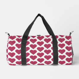 Heart Shaped Plaid Red Pink Duffle Bag