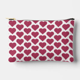 Heart Shaped Plaid Red Pink Zubehörtasche