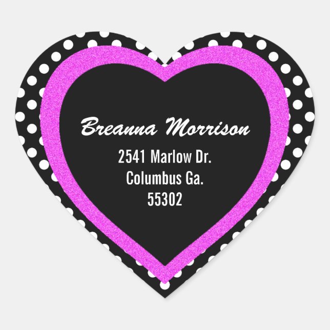 Heart Shaped Polka-dot Address Stickers (Vorderseite)