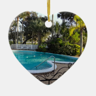 Heart Shaped Pool River Lily Inn - Daytona Beach Keramik Ornament