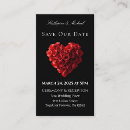 Heart Shaped Red Rose-Save the Date- Visitenkarte