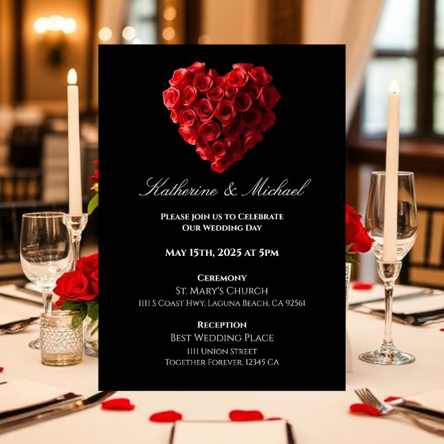 Heart Shaped Red Roses- Einladung (Heart Shaped Red Roses- Invitation)