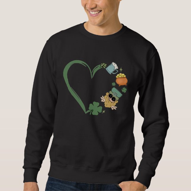Heart Shaped Saint Patrick Day Retro Present For W Sweatshirt (Vorderseite)