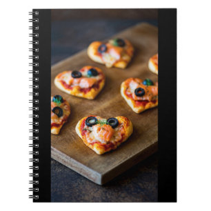 Heart-Shaped Salmon Pizza Bites Notizblock
