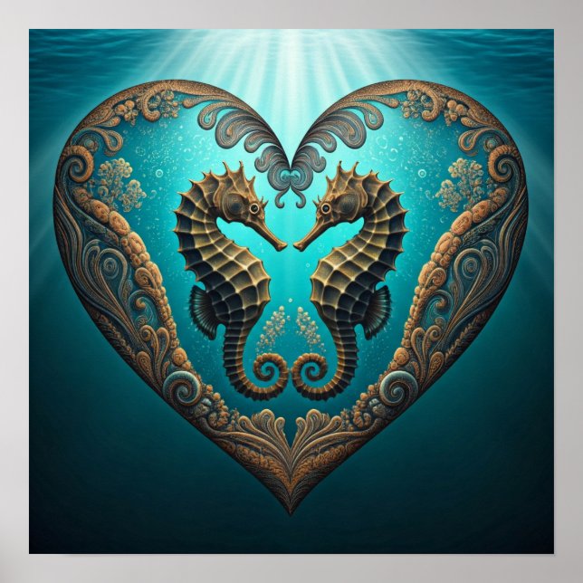 Heart Shaped Sheahorses Poster (Vorne)
