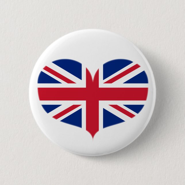 Heart Shaped United Kingdom Flag / Union Jack Button (Vorderseite)