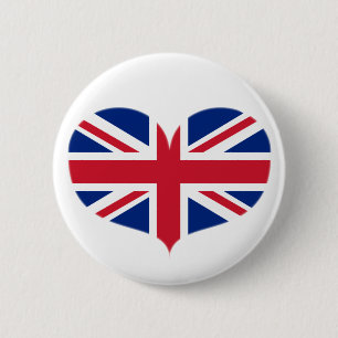 Heart Shaped United Kingdom Flag / Union Jack Button