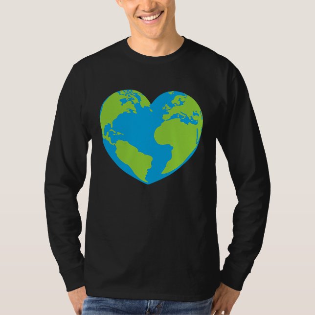 Heart shaped world earth globe world map T-Shirt (Vorderseite)