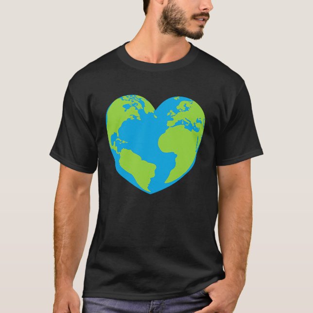 Heart shaped world earth globe world map T-Shirt (Vorderseite)