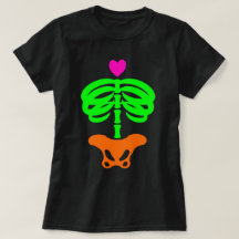 Heart Skelly Cartoon Zombie Skeleton Ribcage Art T