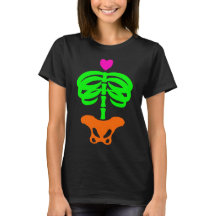 Heart Skelly Cartoon Zombie Skeleton Ribcage Art T