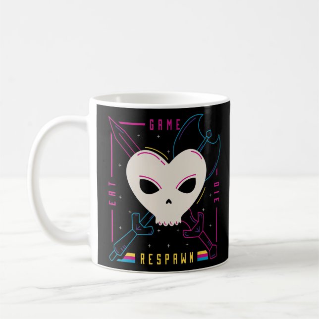 Heart Skull Eat Game Die Gaming Kaffeetasse (Links)
