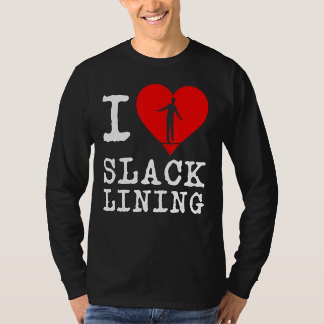 Heart Slackline Salcklining Salckliner Tricklining T-Shirt (Vorderseite)