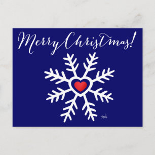 Heart Snowflake Christmas Wird Navy Feiertagspostkarte