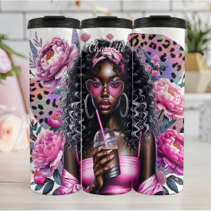 Heart Sonnenbrille Pink Leopard Kaffee Glam Thermosbecher