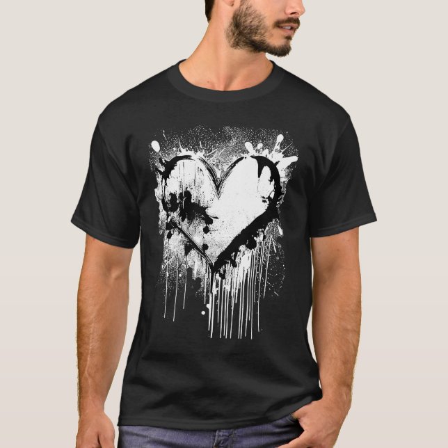 Heart Splash Dripping Ink  90s Graffiti Spray Aest T-Shirt (Vorderseite)