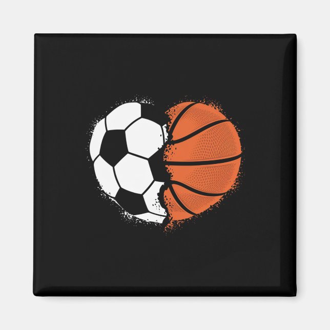 Heart Sports Soccer Sketll Ll Lover Valentines Day Magnet (Vorne)