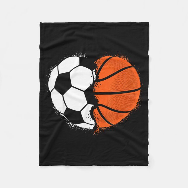 Heart Srts Soccer Basketball Ball Lover Valentines Fleecedecke (Vorderseite)