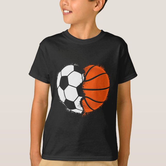 Heart Srts Soccer Basketball Ball Lover Valentines T-Shirt (Vorderseite)