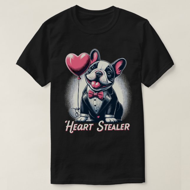 Heart Stealer - Dapper French Bulldog mit Ballon T-Shirt (Design vorne)