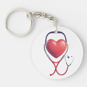 Heart & Stethoscope Keychain Wird Gift for Nurses Schlüsselanhänger