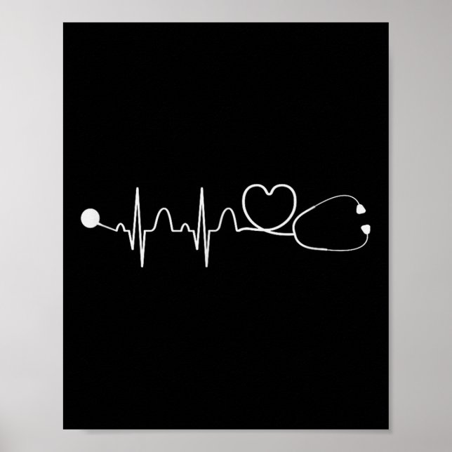 Heart Stethoscope Kinderzimmer Heartbeat Geschenke Poster (Vorne)