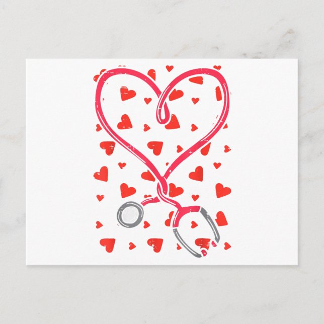 Heart Stethoscope Niedlich Liebe Pflege Valentinst Postkarte (Vorderseite)