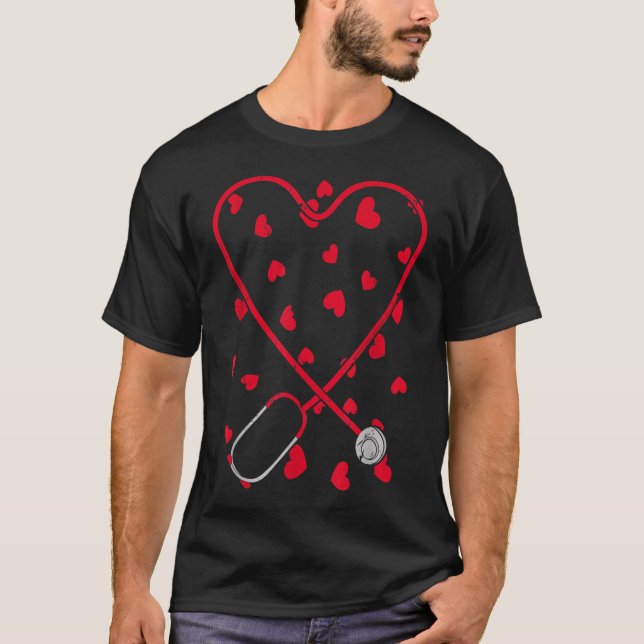 Heart Stethoscope Niedlich Liebe Pflege Valentinst T-Shirt (Vorderseite)
