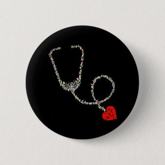 Heart Stethoscope Nurse Button
