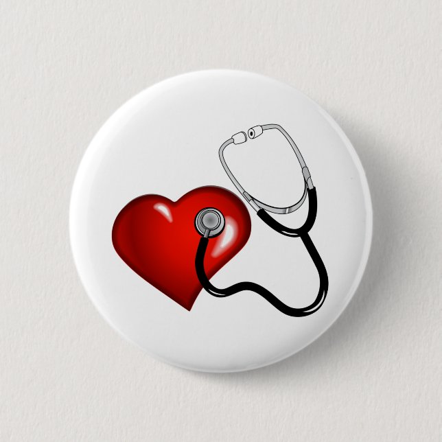 Heart Stethoscope Personalisiert Nurse Medical Button (Vorderseite)
