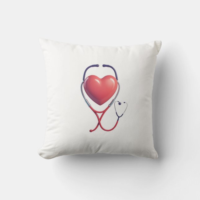 Heart & Stethoscope Throw Pillow Wird Nurse & Doct Kissen (Vorderseite)