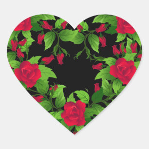 Heart Stickers-Rote Rosen Herz-Aufkleber