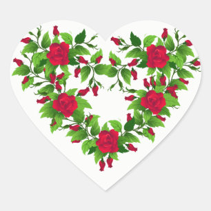 Heart Stickers-Rote Rosen Herz-Aufkleber