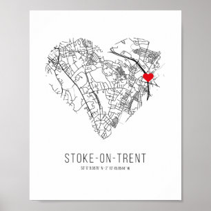 Heart Stoke-on-Trent City Map (Vereinigtes Königre Poster